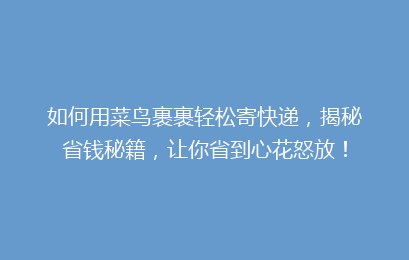 如何用菜鸟裹裹轻松寄快递,揭秘省钱秘籍,让你省到心花怒放!