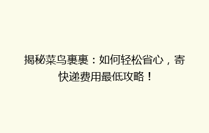 揭秘菜鸟裹裹：如何轻松省心，寄快递费用最低攻略！