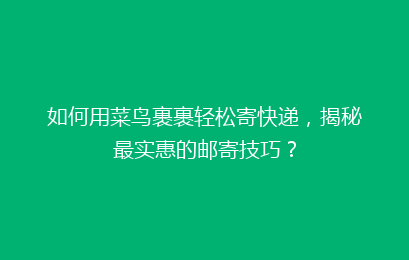 如何用菜鸟裹裹轻松寄快递，揭秘最实惠的邮寄技巧？