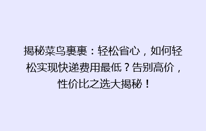 揭秘菜鸟裹裹：轻松省心，如何轻松实现快递费用最低？告别高价，性价比之选大揭秘！