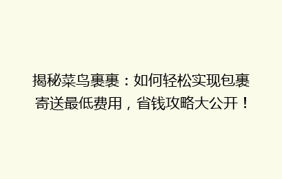 揭秘菜鸟裹裹：如何轻松实现包裹寄送最低费用，省钱攻略大公开！