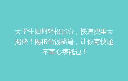 大学生如何轻松省心，快递费用大揭秘！揭秘省钱秘籍，让你寄快递不再心疼钱包！