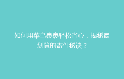 如何用菜鸟裹裹轻松省心，揭秘最划算的寄件秘诀？
