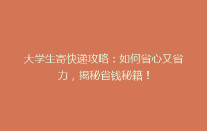 大学生寄快递攻略:如何省心又省力,揭秘省钱秘籍!