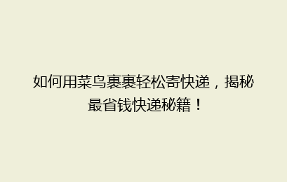 如何用菜鸟裹裹轻松寄快递，揭秘最省钱快递秘籍！