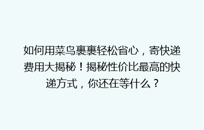 如何用菜鸟裹裹轻松省心,寄快递费用大揭秘!揭秘性价比最高的快递方式,你还在等什么?
