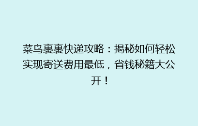 菜鸟裹裹快递攻略：揭秘如何轻松实现寄送费用最低，省钱秘籍大公开！