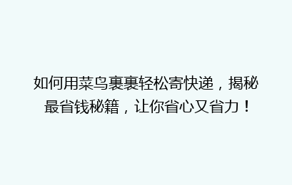 如何用菜鸟裹裹轻松寄快递，揭秘最省钱秘籍，让你省心又省力！