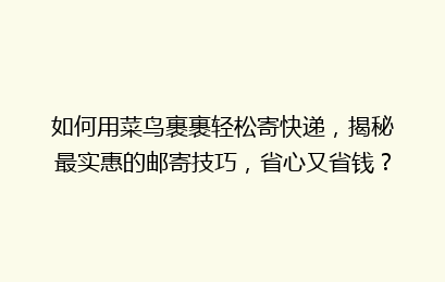 如何用菜鸟裹裹轻松寄快递，揭秘最实惠的邮寄技巧，省心又省钱？