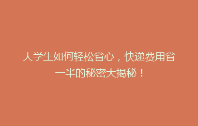 大学生如何轻松省心，快递费用省一半的秘密大揭秘！