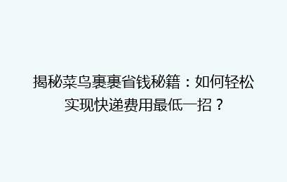 揭秘菜鸟裹裹省钱秘籍：如何轻松实现快递费用最低一招？