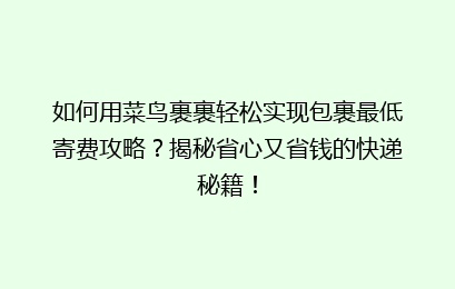 如何用菜鸟裹裹轻松实现包裹最低寄费攻略？揭秘省心又省钱的快递秘籍！