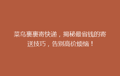 菜鸟裹裹寄快递，揭秘最省钱的寄送技巧，告别高价烦恼！