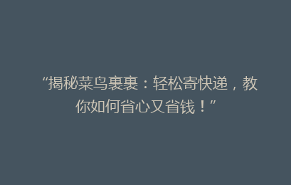 “揭秘菜鸟裹裹：轻松寄快递，教你如何省心又省钱！”
