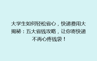 大学生如何轻松省心，快递费用大揭秘：五大省钱攻略，让你寄快递不再心疼钱袋！